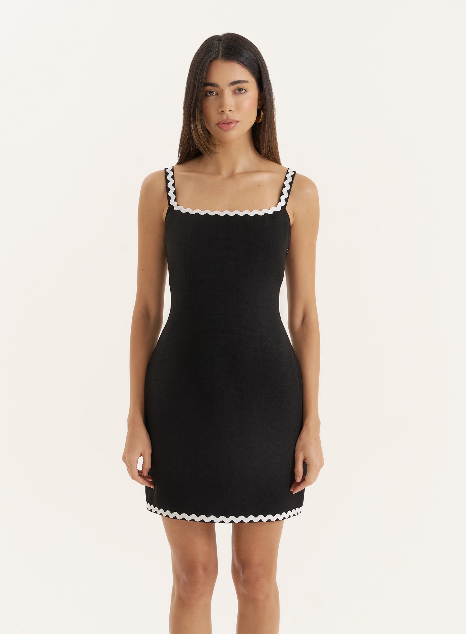 Black Constrast Trim Mini Dress